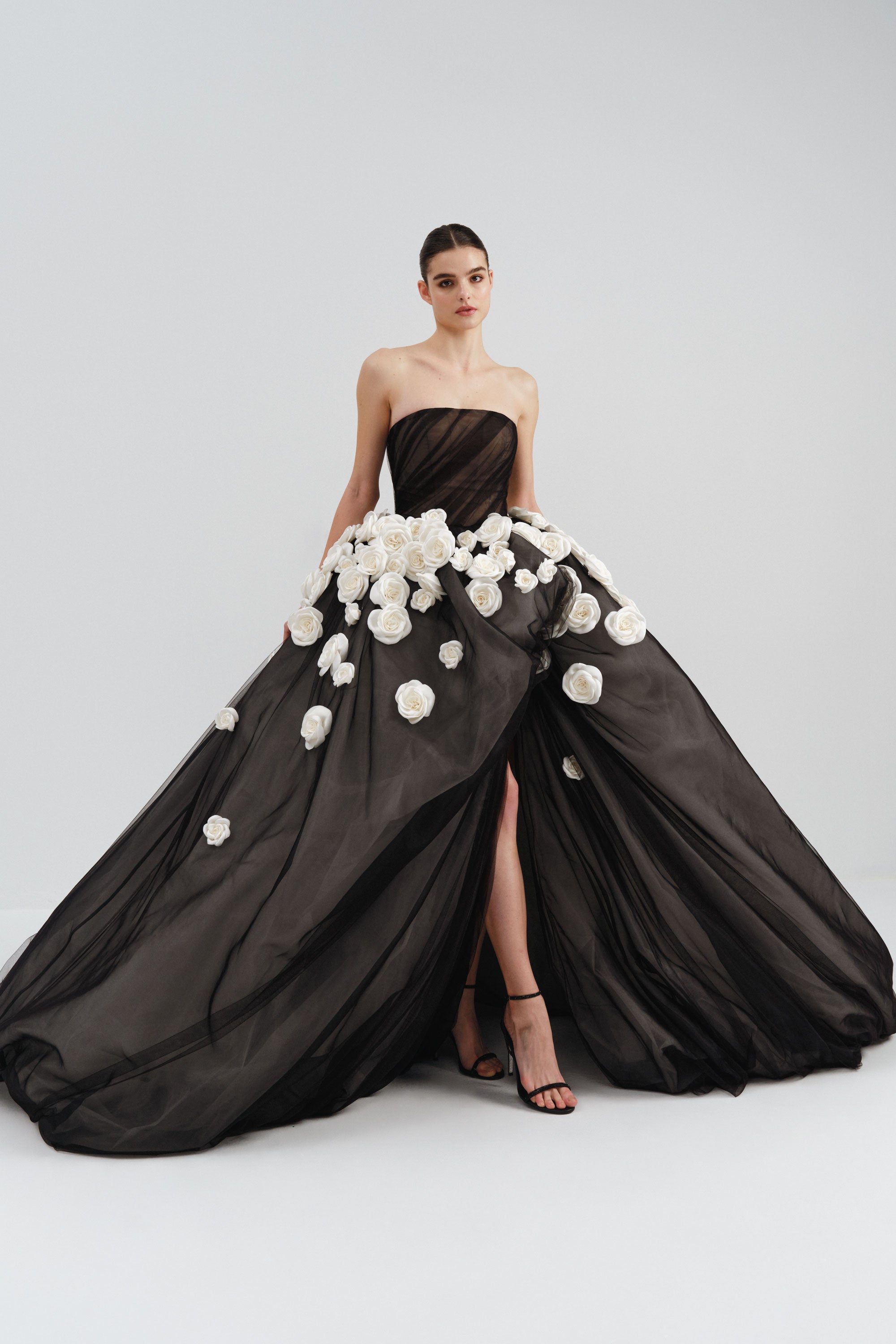 Tulle Ballgown with Mikado Flower Detail | Nicole+Felicia
