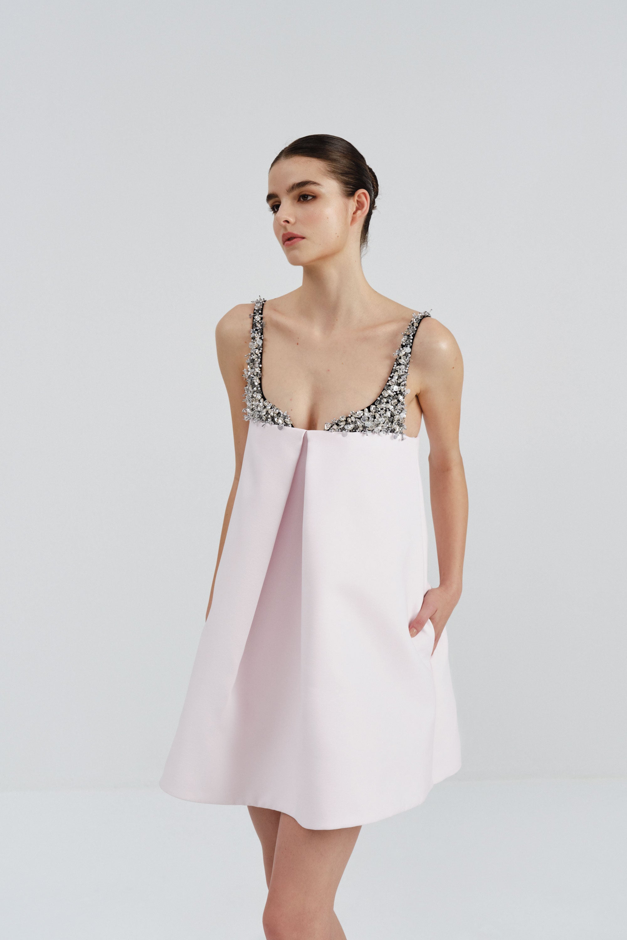 Crystal Embellished Babydoll Dress Crystal Embellished Babydoll Dress