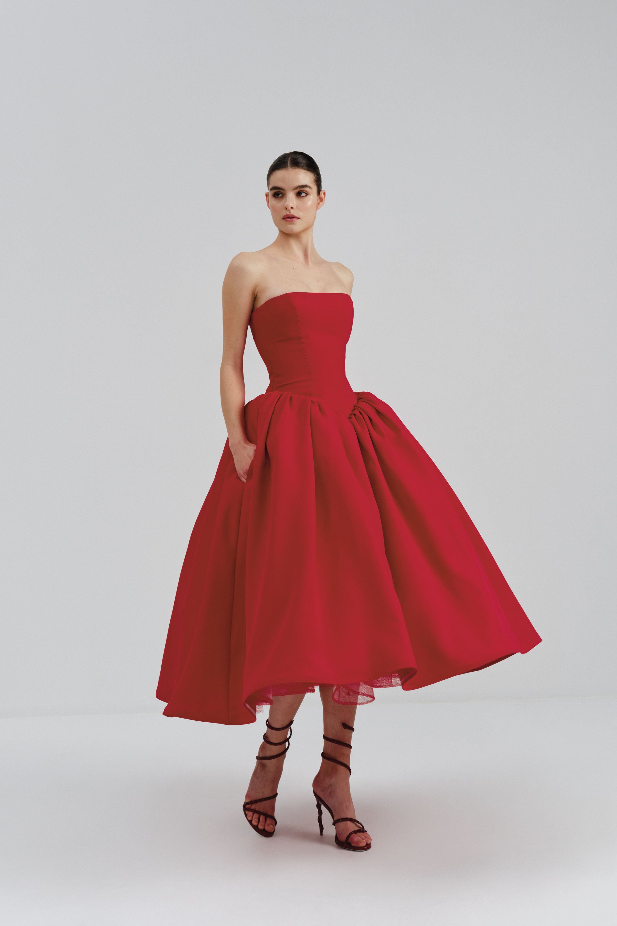 Strapless Mikado Midi Dress | Nicole+Felicia Strapless Mikado Midi Dress | Nicole+Felicia