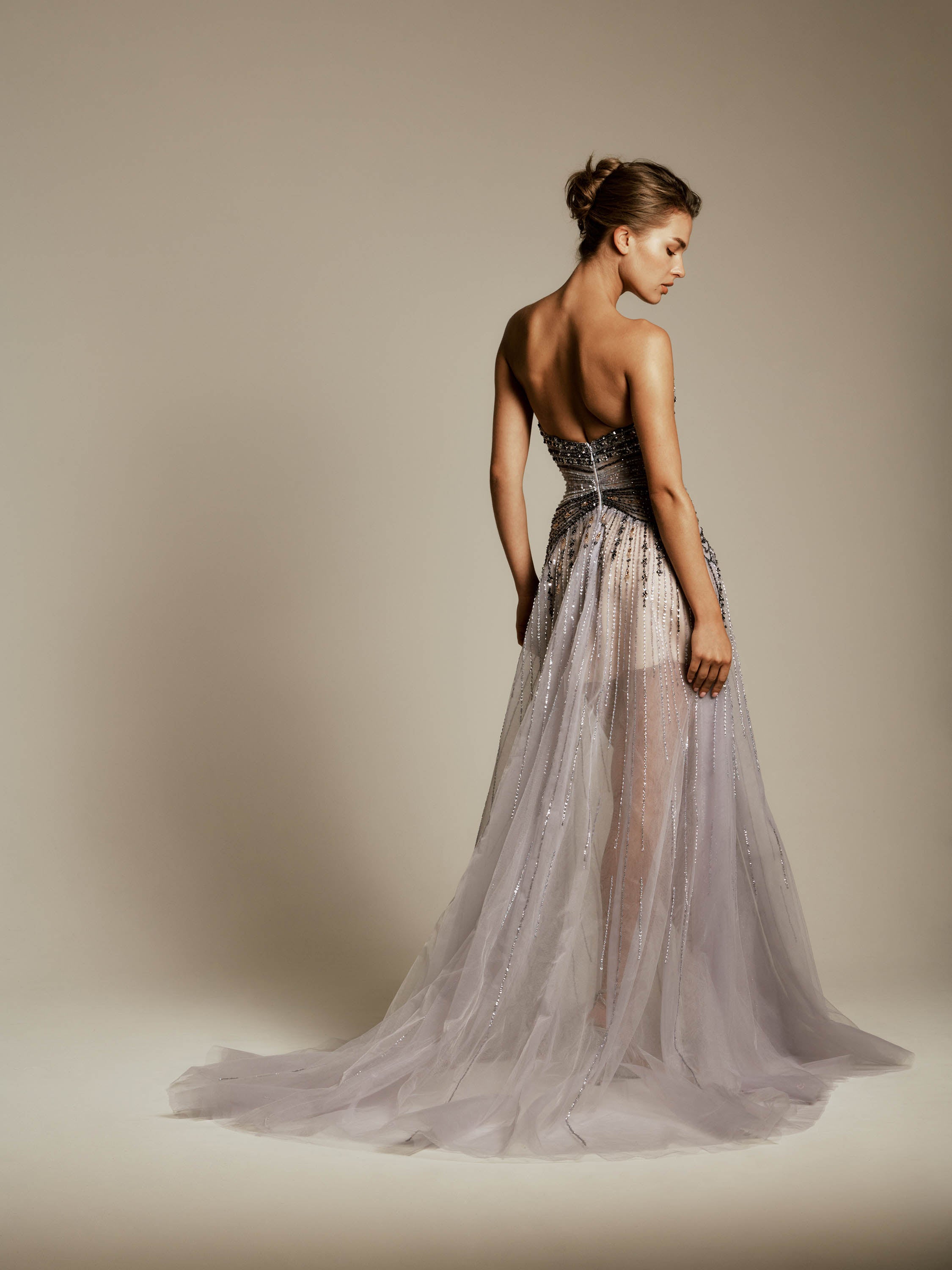 Strapless Dress with Geometric Beading