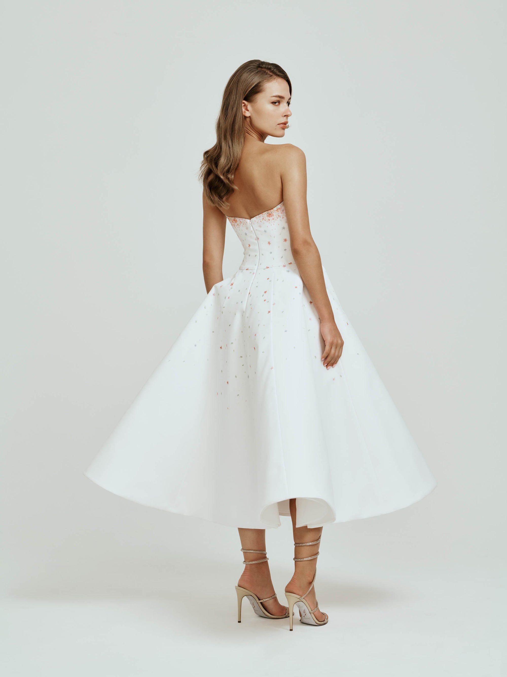 Strapless Midi Dress with Cateye Neckline