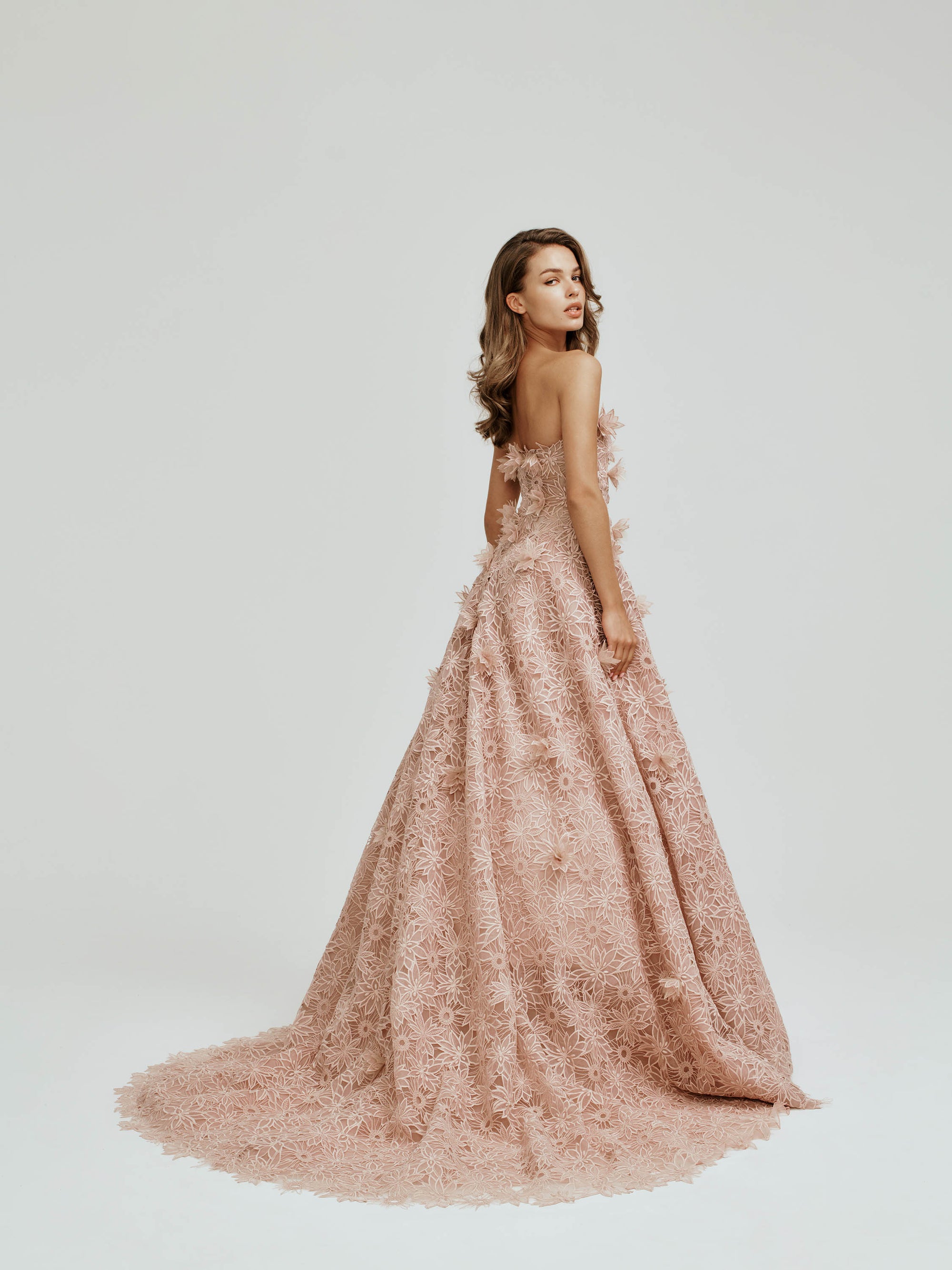 Guipure Lace Dress with Flower Embellishments