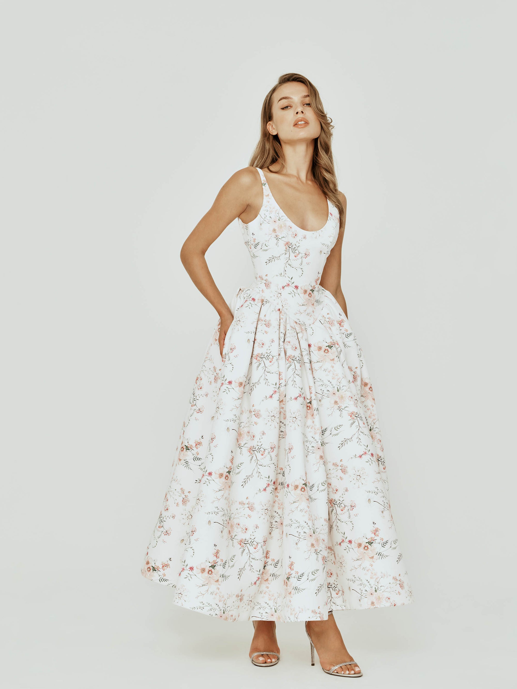 Basque Waist Scoopneck Dress