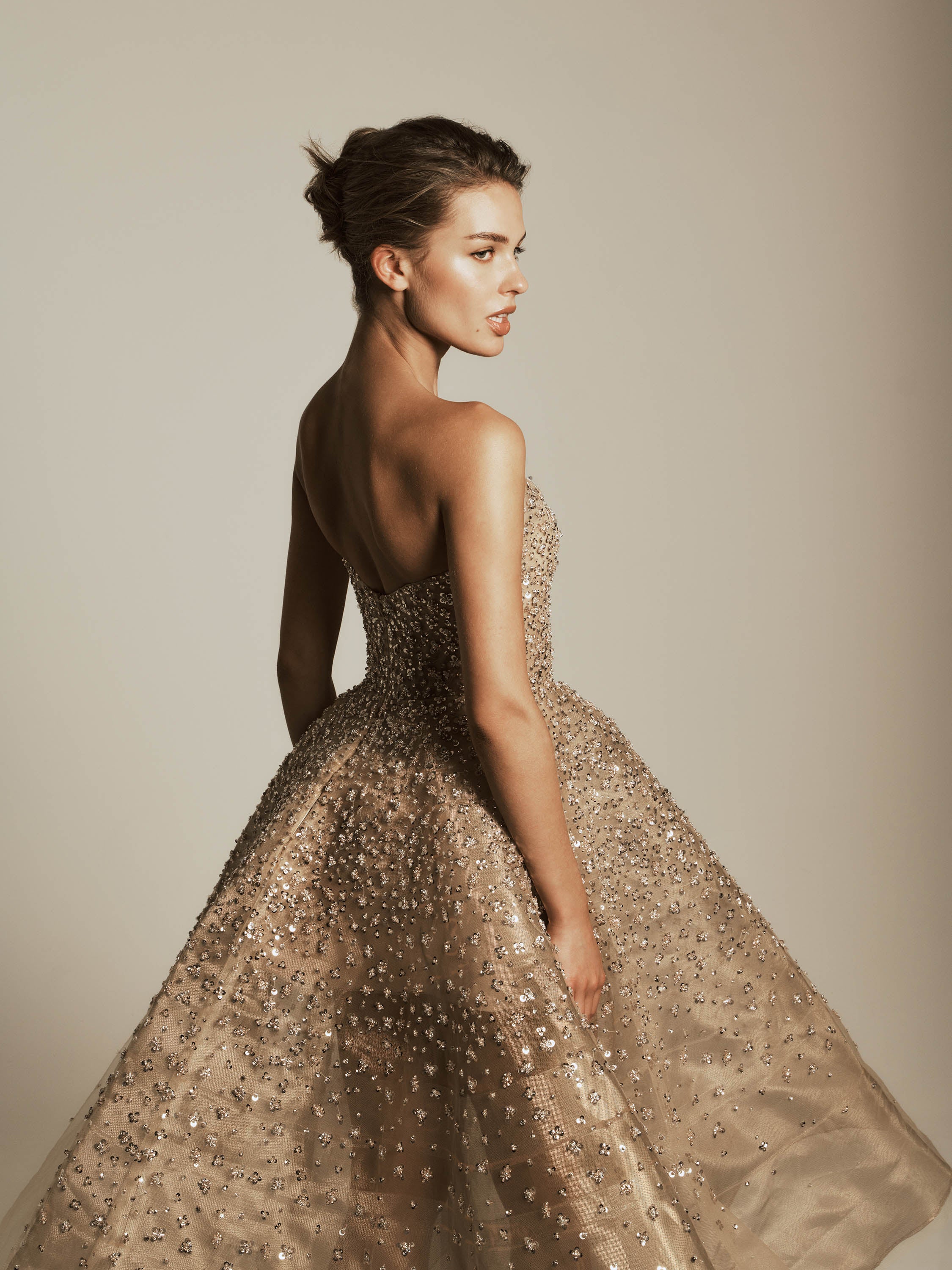 Strapless Midi Dress with Beading