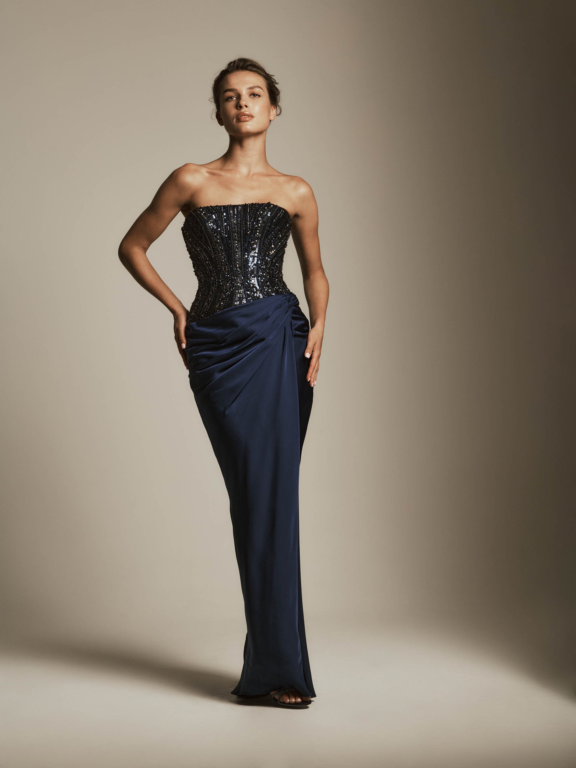 Strapless Dress with Beaded Bodice