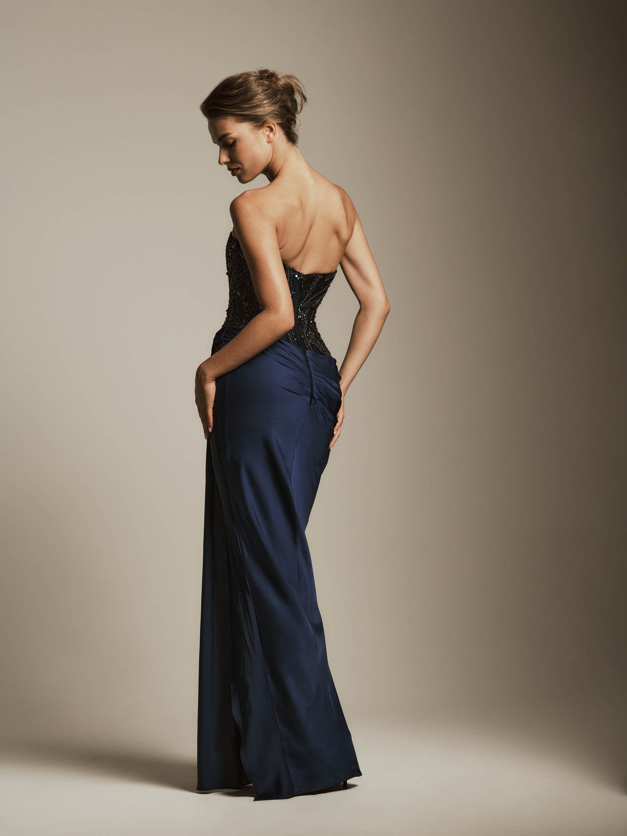 Strapless Dress with Beaded Bodice