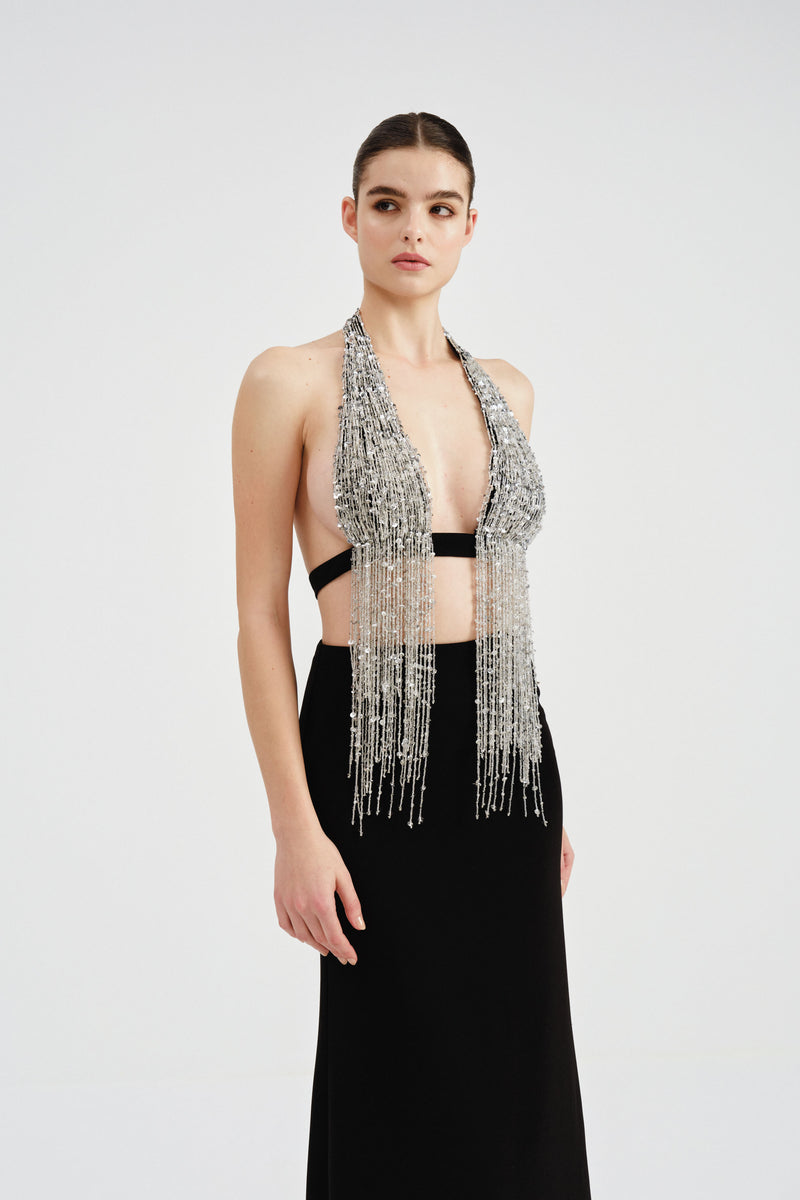 Beaded Fringe Crop Top