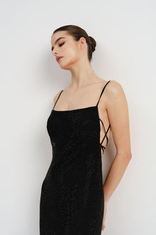 Crystal Mesh Dress with Lace-Up Back