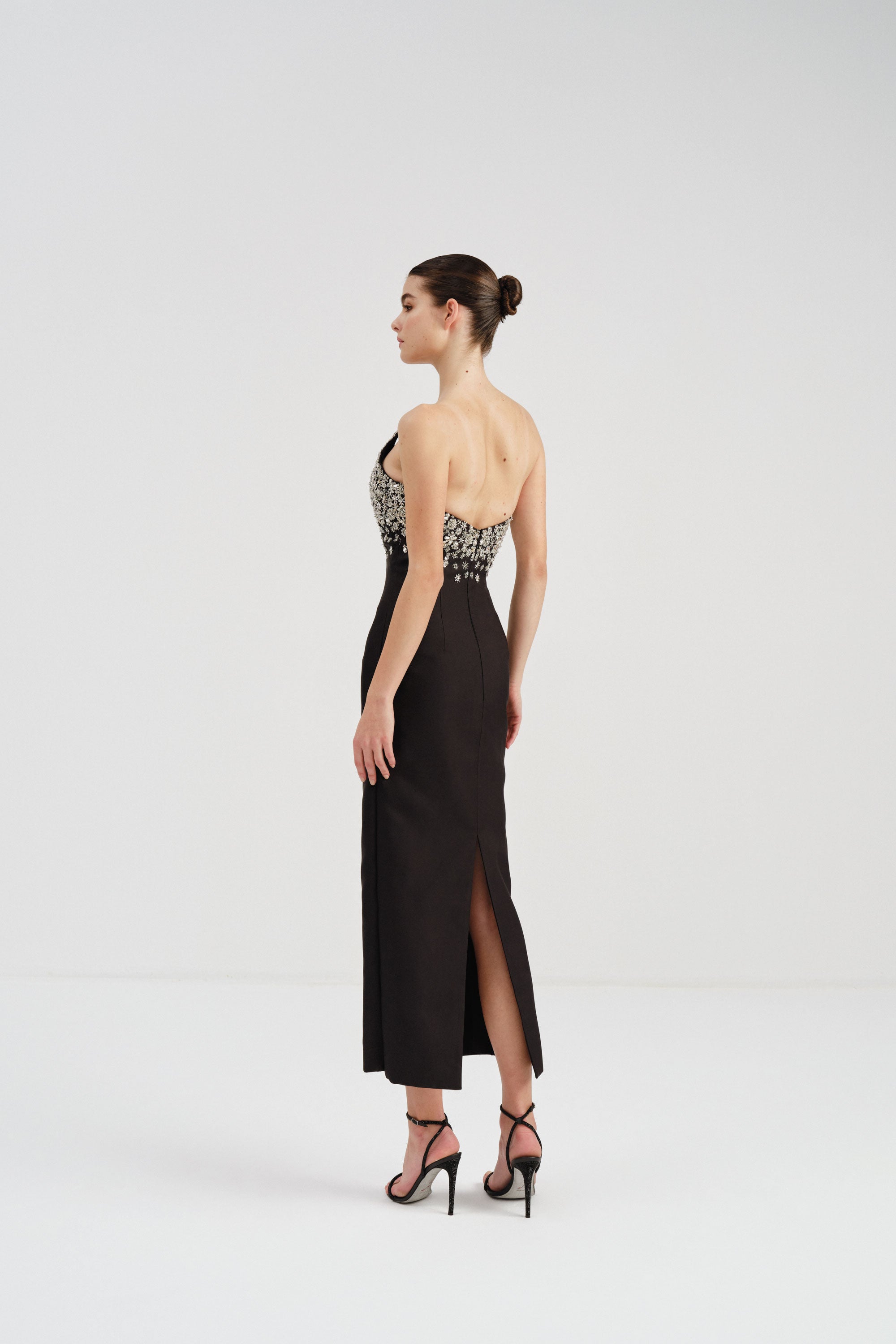 Midi Dress with Embellished Bodice