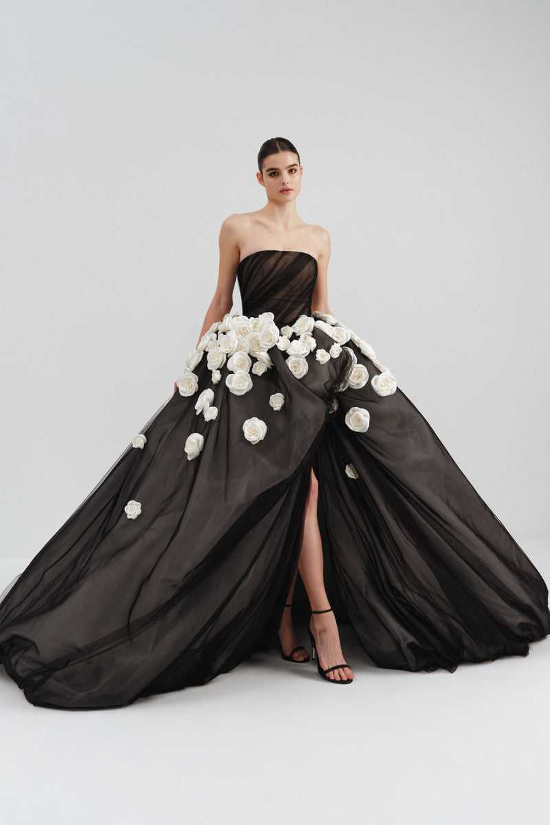 Tulle Ballgown with Mikado Flower Detail