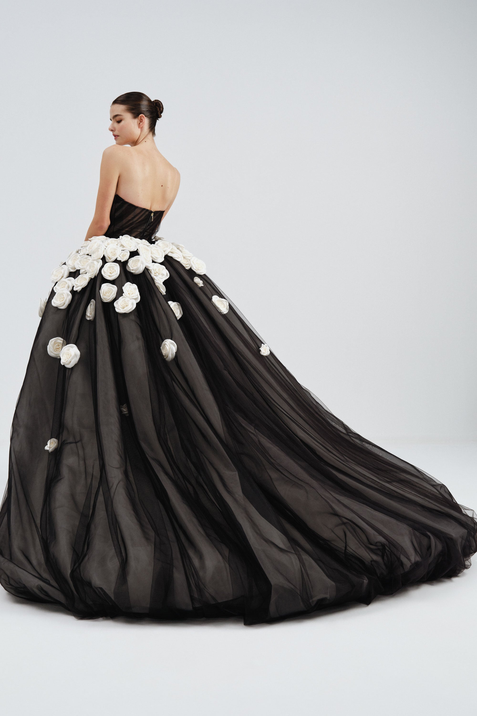 Tulle Ballgown with Mikado Flower Detail | Nicole+Felicia Tulle Ballgown with Mikado Flower Detail | Nicole+Felicia