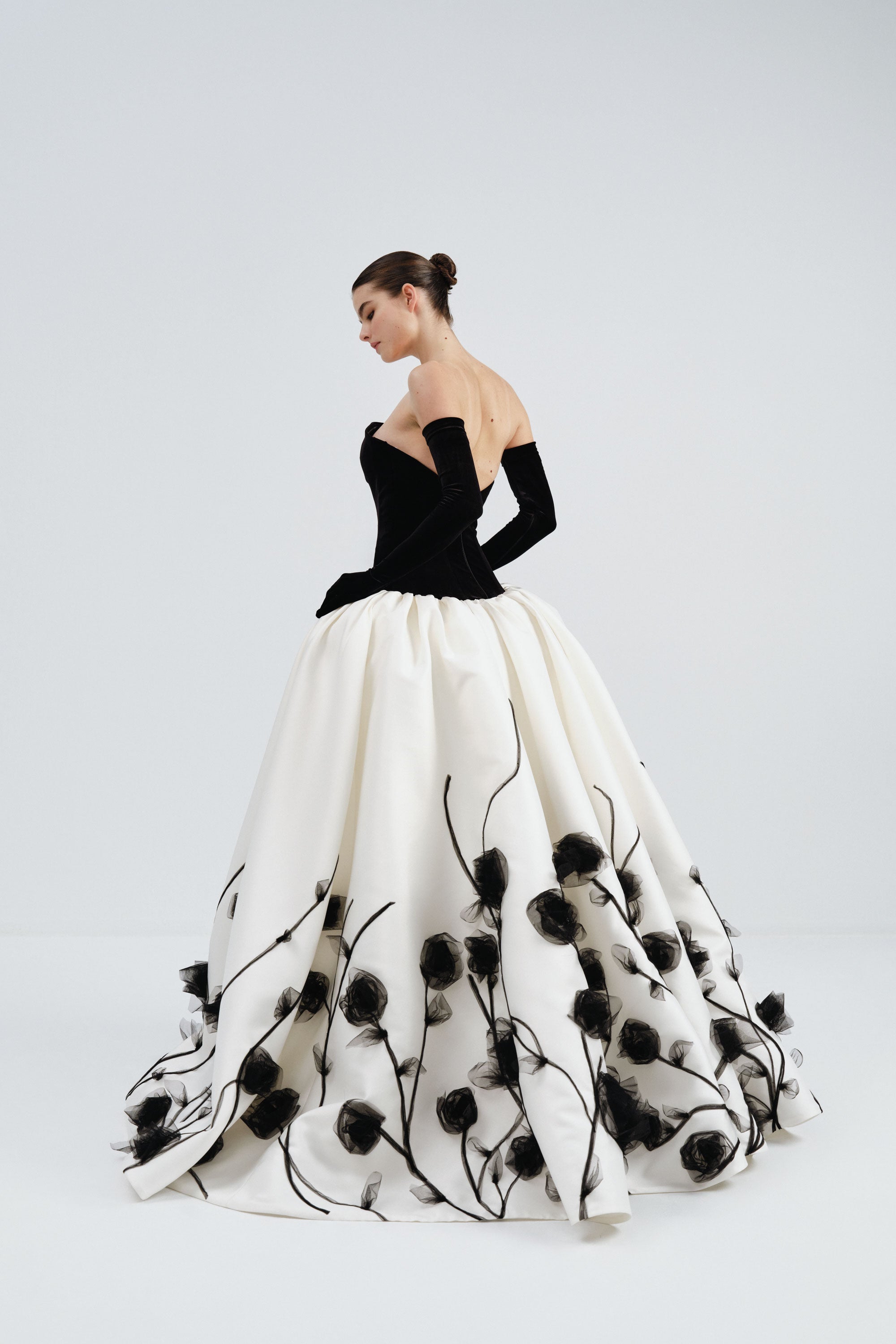 Mikado Gown with Velvet Bodice and Tulle Flower Detail | Nicole+Felicia Mikado Gown with Velvet Bodice and Tulle Flower Detail | Nicole+Felicia