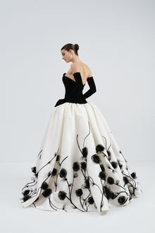 Mikado Gown with Velvet Bodice and Tulle Flower Detail