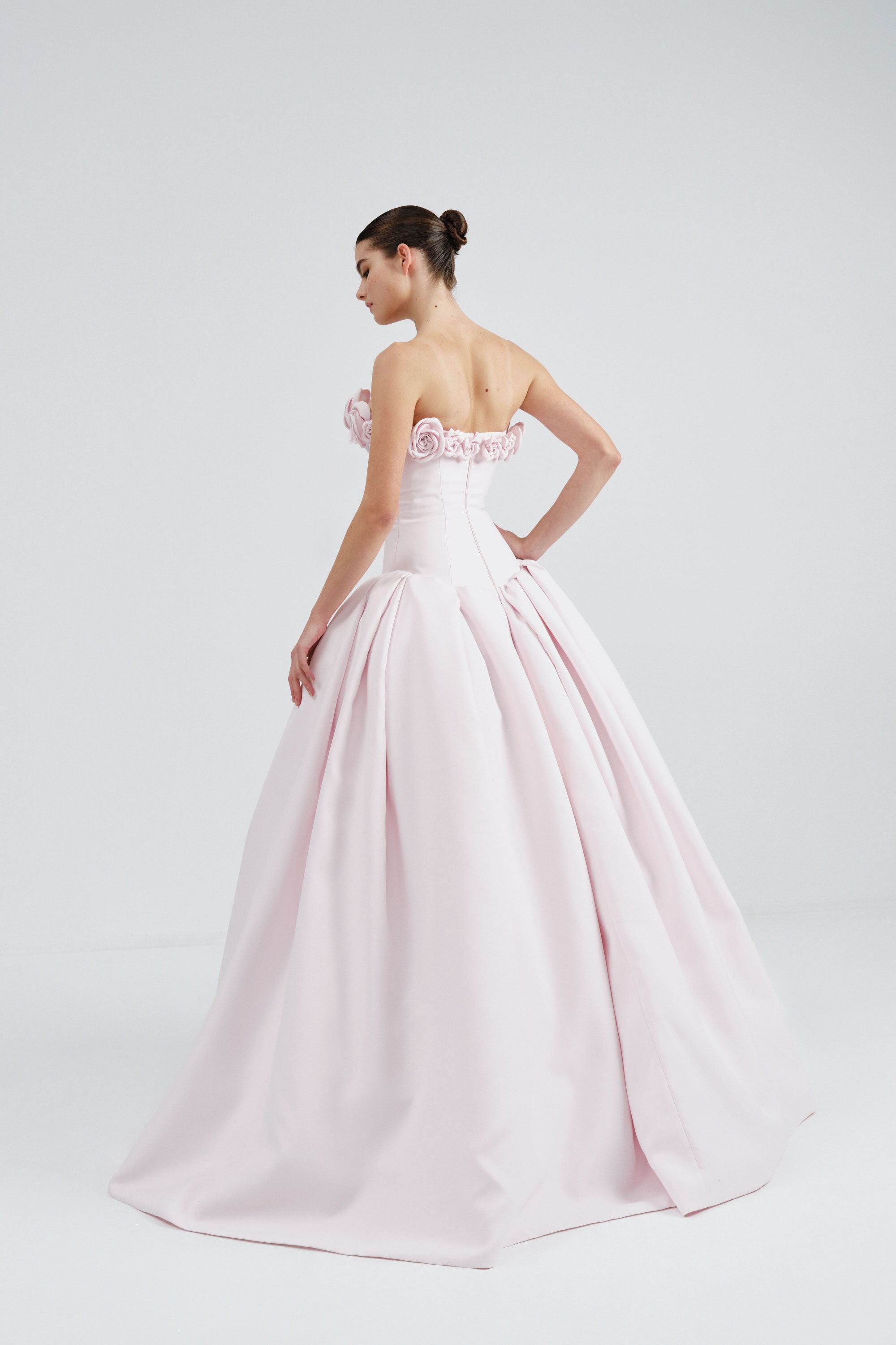 Drop Waist Mikado Gown with Flower Detail - 00 Drop Waist Mikado Gown with Flower Detail - 00