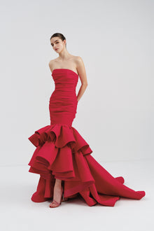 Strapless High-Low Mikado Gown