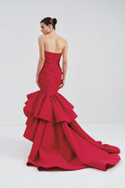 Strapless High-Low Mikado Gown