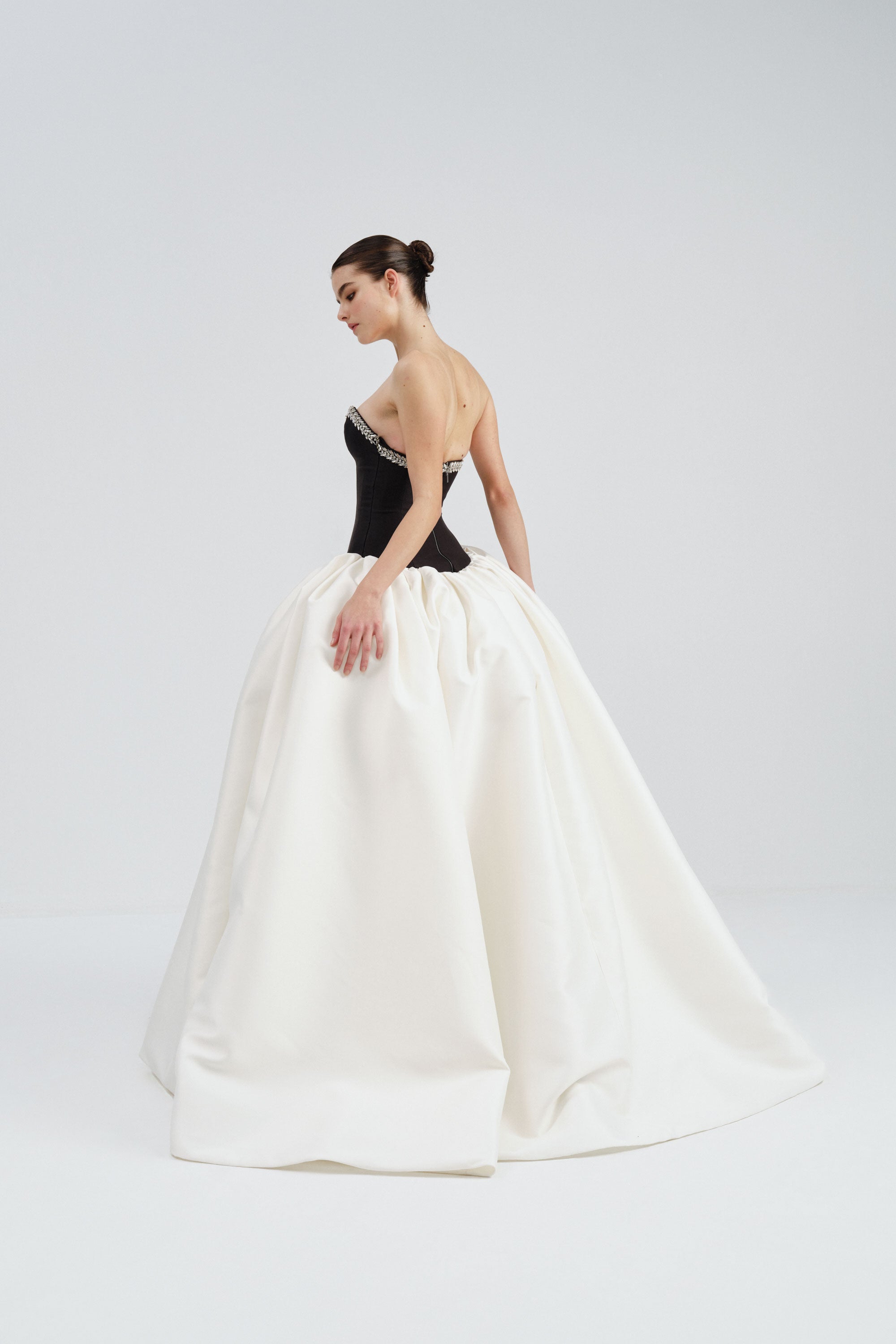 Mikado Gown with Embellished Neckline