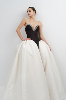 Mikado Gown with Embellished Neckline