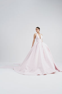 Halter Mikado Gown with Bow Detail