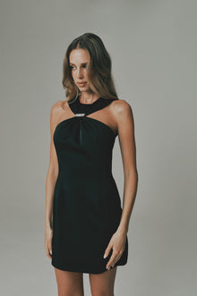 Halter Neck Mini Dress in Black