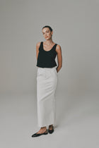 Midi Pencil Skirt in White