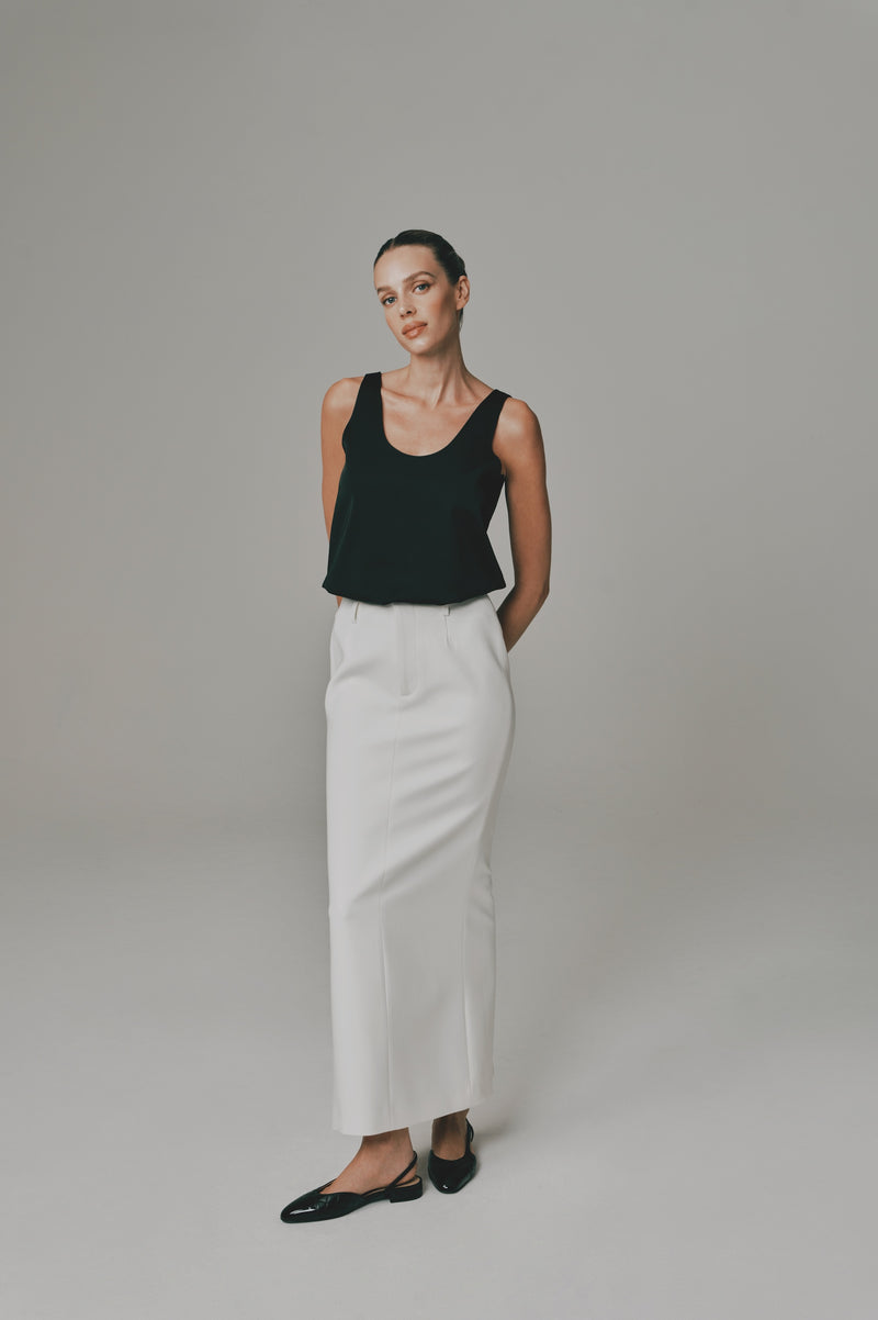 Midi Pencil Skirt in White