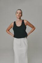 Satin Tank Top in Black