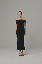 Off Shoulder Column Midi Dress