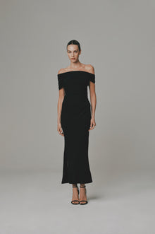 Off Shoulder Column Midi Dress