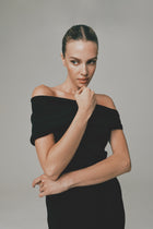 Off Shoulder Column Midi Dress