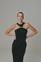 Halter Neck Long Dress in Black