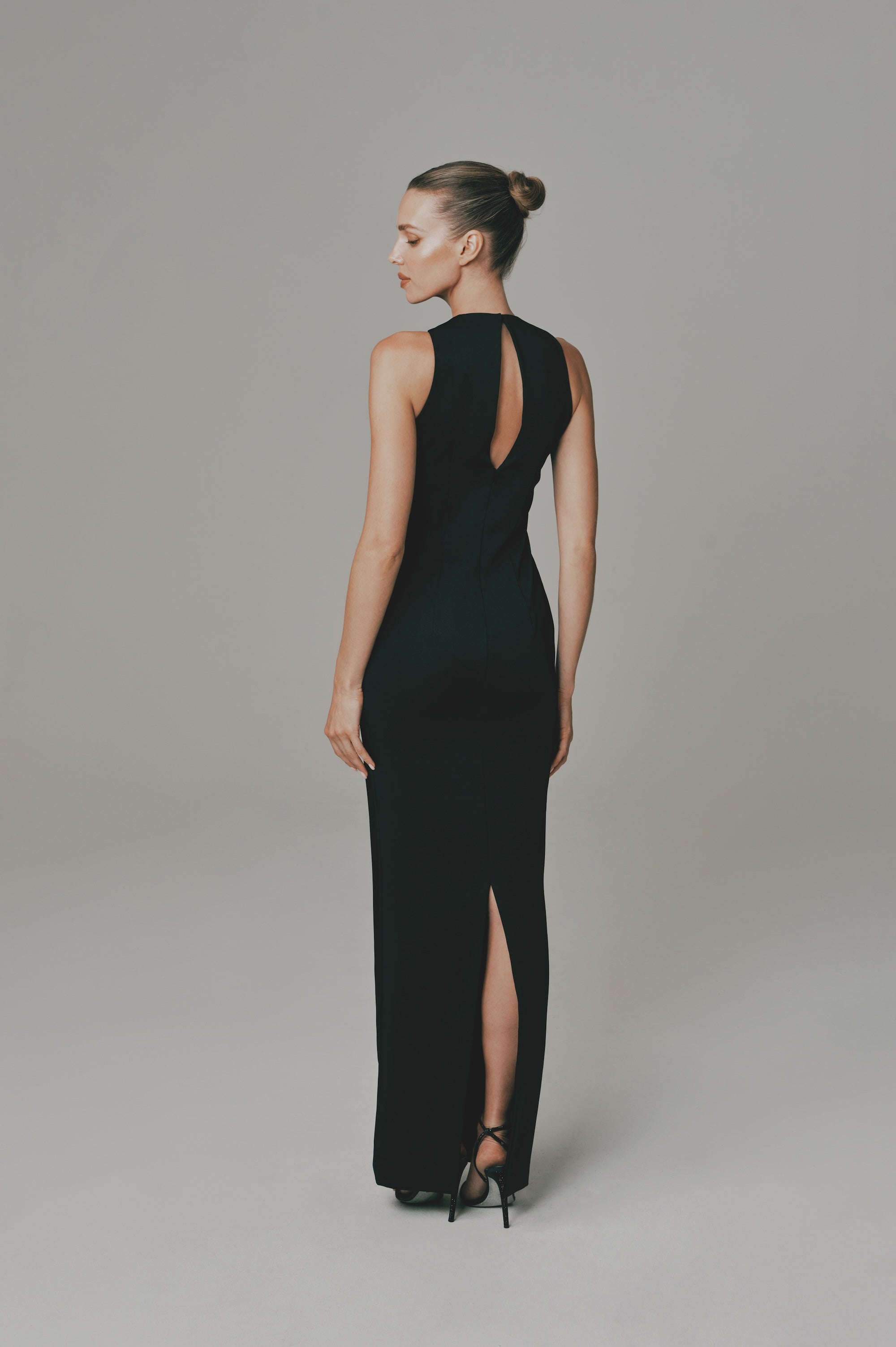 Halter Neck Long Dress in Black
