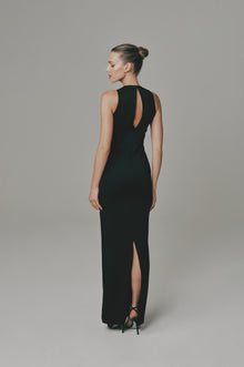 Halter Neck Long Dress in Black