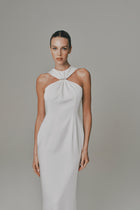 Halter Neck Long Dress in White