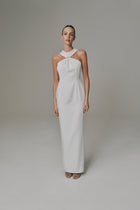Halter Neck Long Dress in White