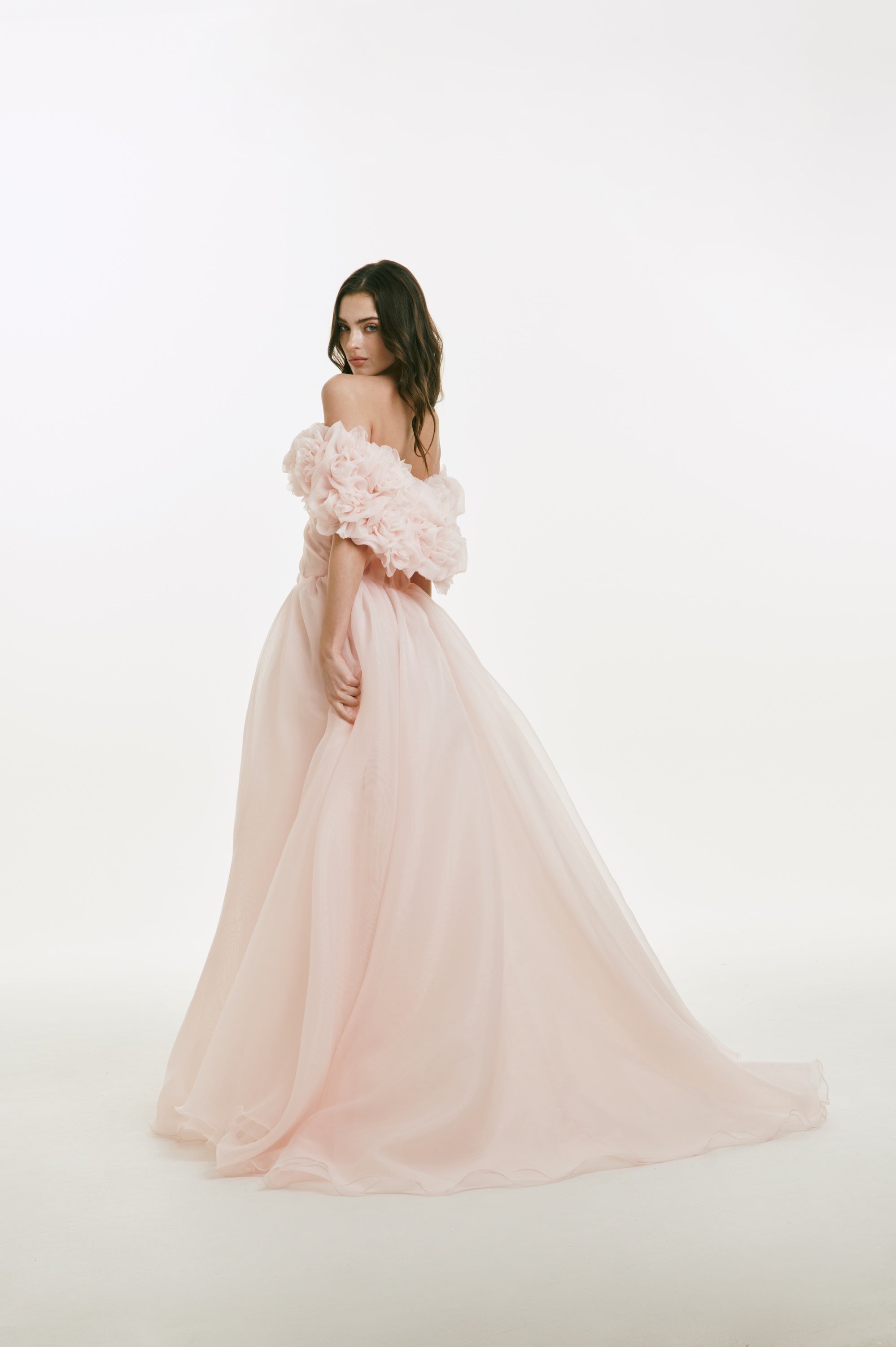 Strapless Organza Dress with Ruching