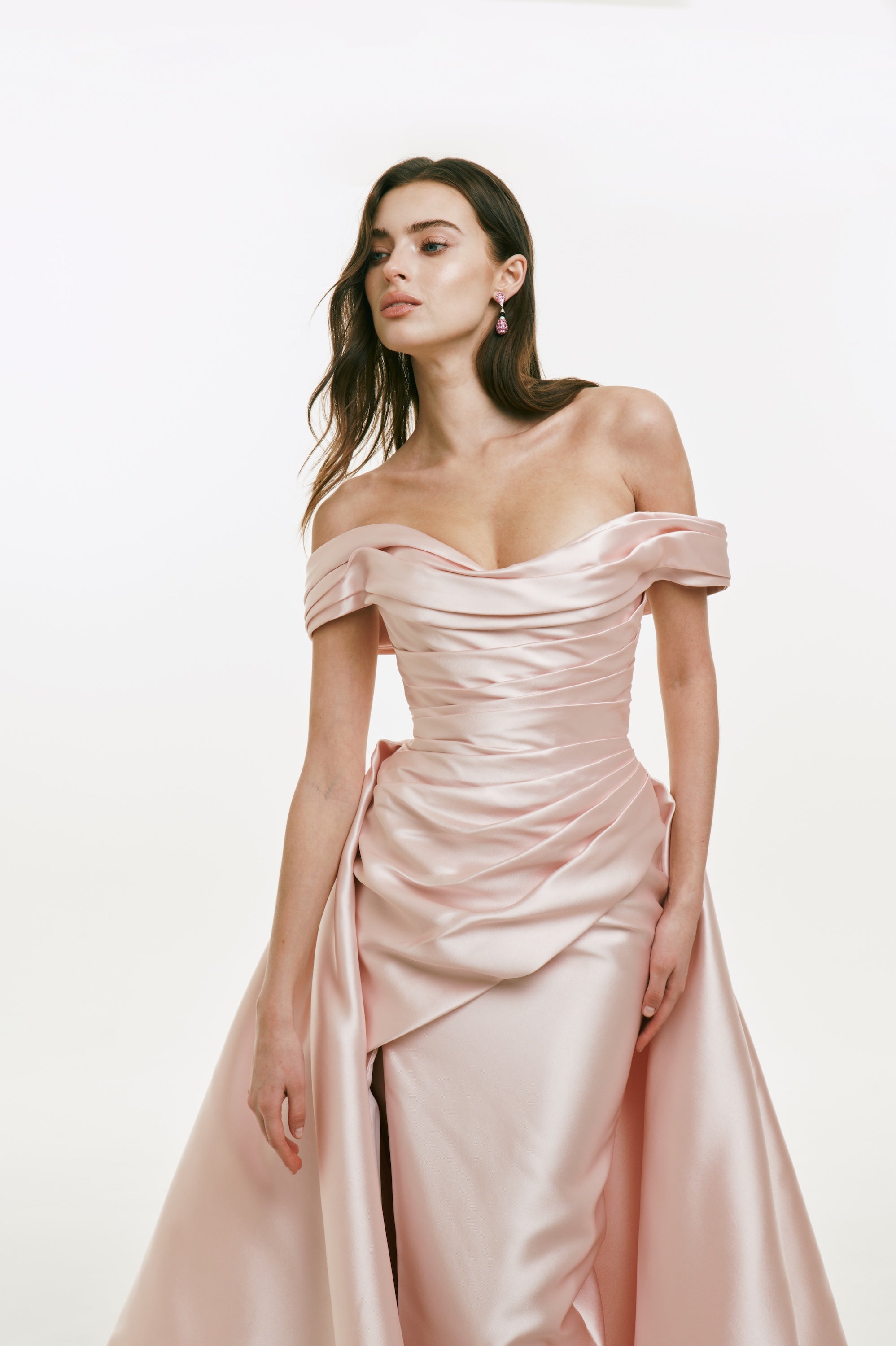 dresses with ruching Lola Ruffle Shoulder Ruched Dress Textured White MATERIAL POLYESTER Lulus | Purple Desirable Date