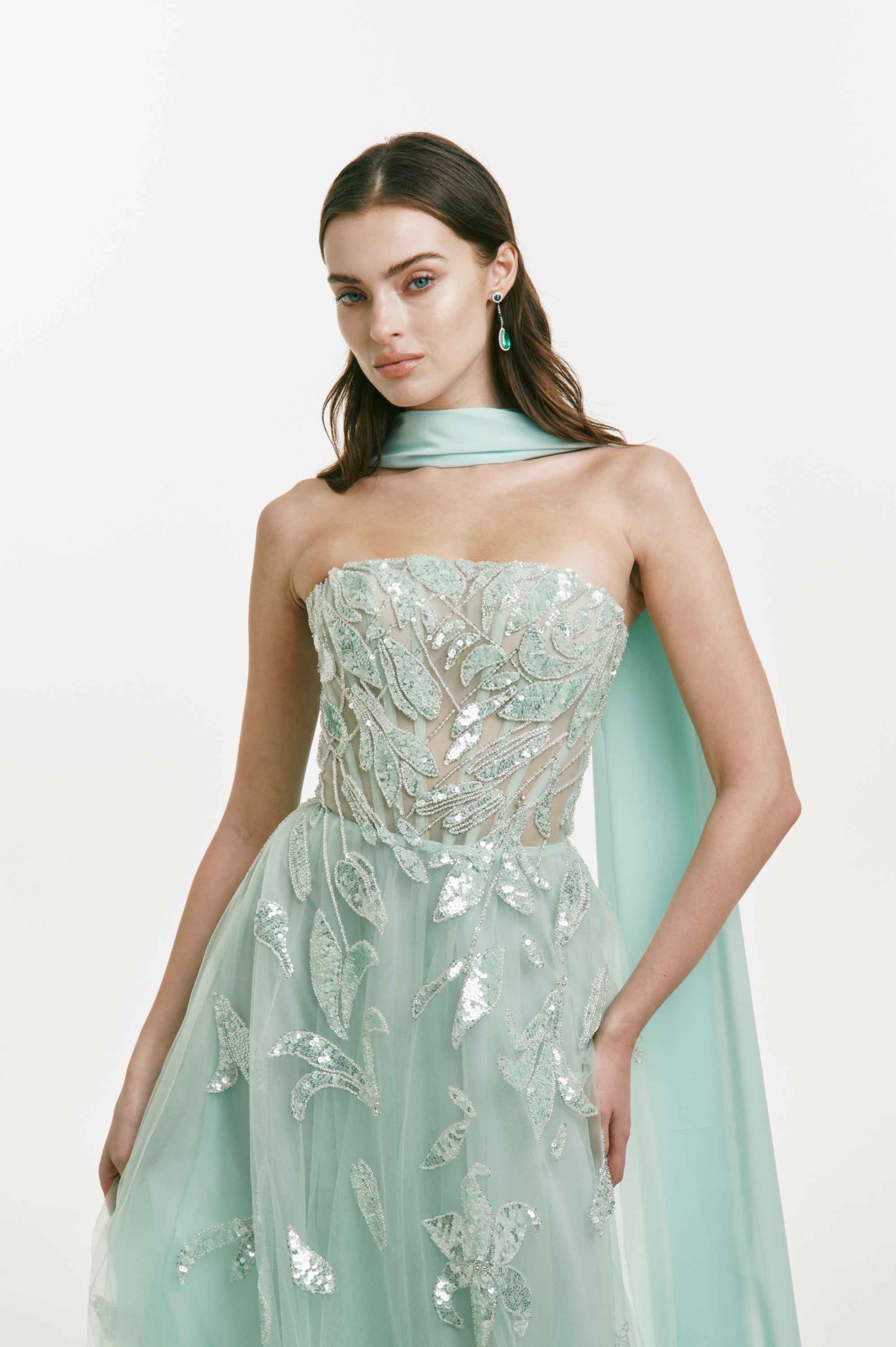 Strapless Dress with Beading and Sequins