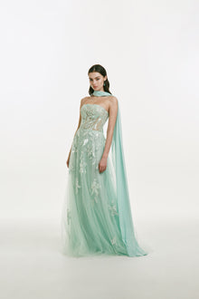 Strapless Dress with Beading and Sequins