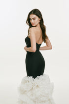 Mikado Mermaid Dress with Organza Ruffle Hem