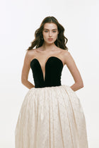 Velvet Sweetheart Midi Dress with Beading Detail