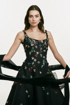 Chiffon Scarf with Beaded Flower Detail