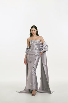 Mikado Shawl with Sequin Flower Embellishments