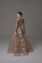 Long Sleeve Gown with Metallic Beading