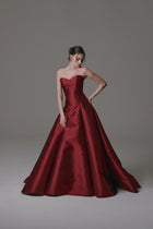 Drop Waist Mikado Gown with Sweetheart Neckline