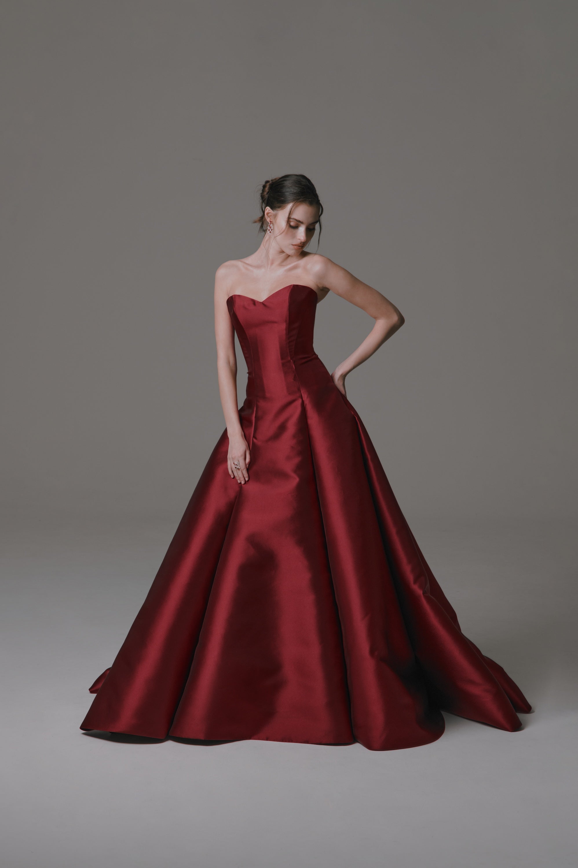 Drop Waist Mikado Gown with Sweetheart Neckline