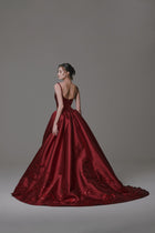 Basque Waist Gown with Metallic Flower Detail