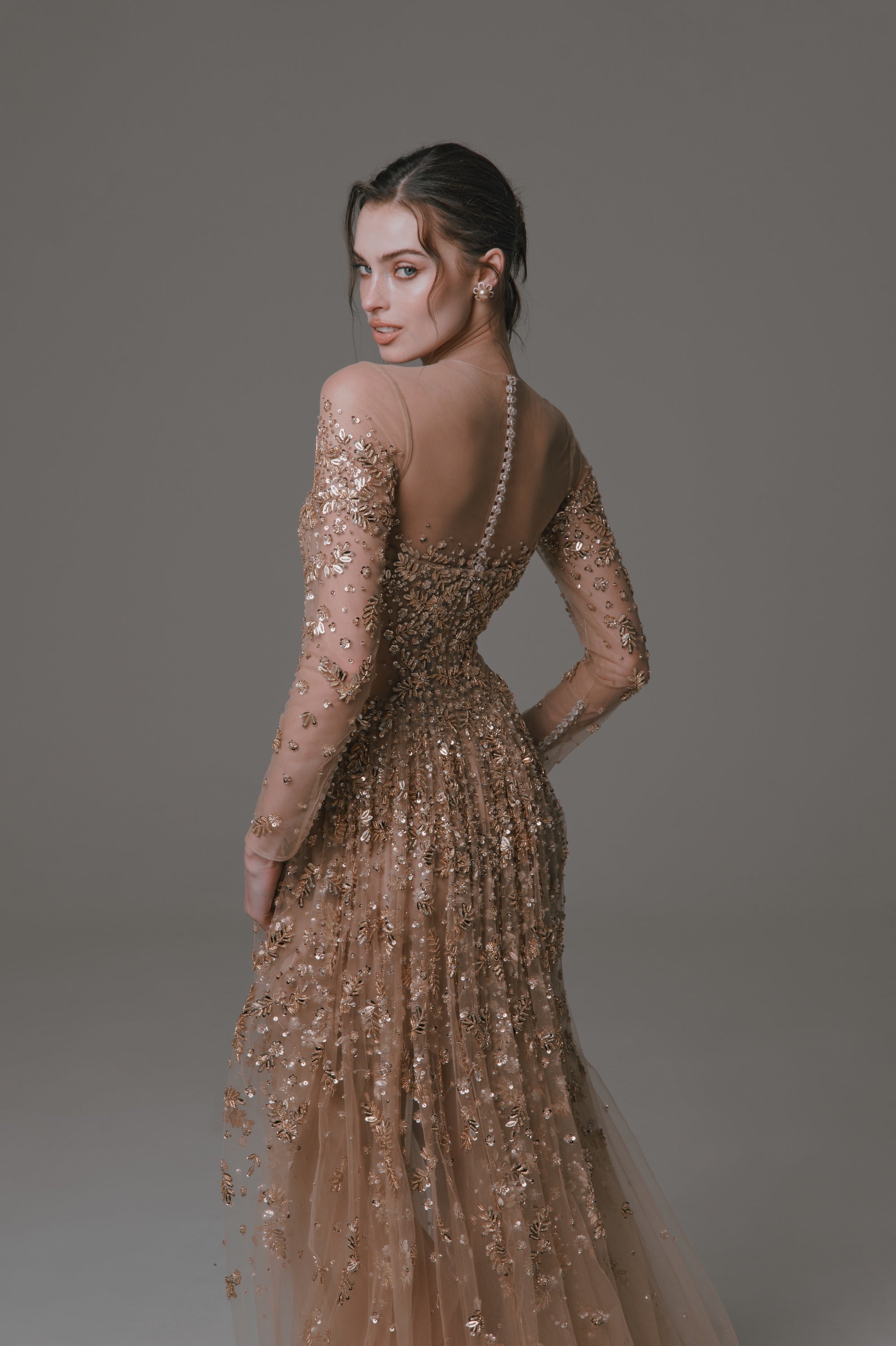 Long Sleeve Dress with Beading | Nicole+Felicia
