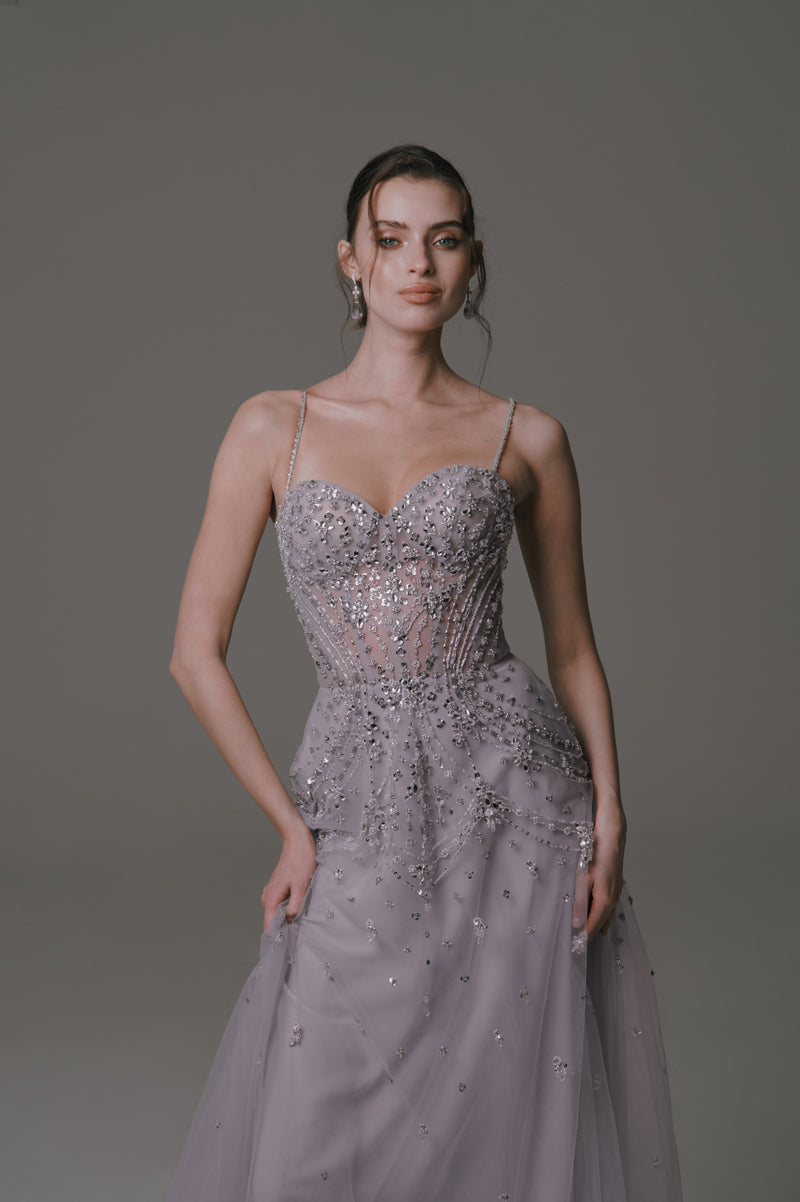 Sleeveless Dress with Sweetheart Neckline and Beading