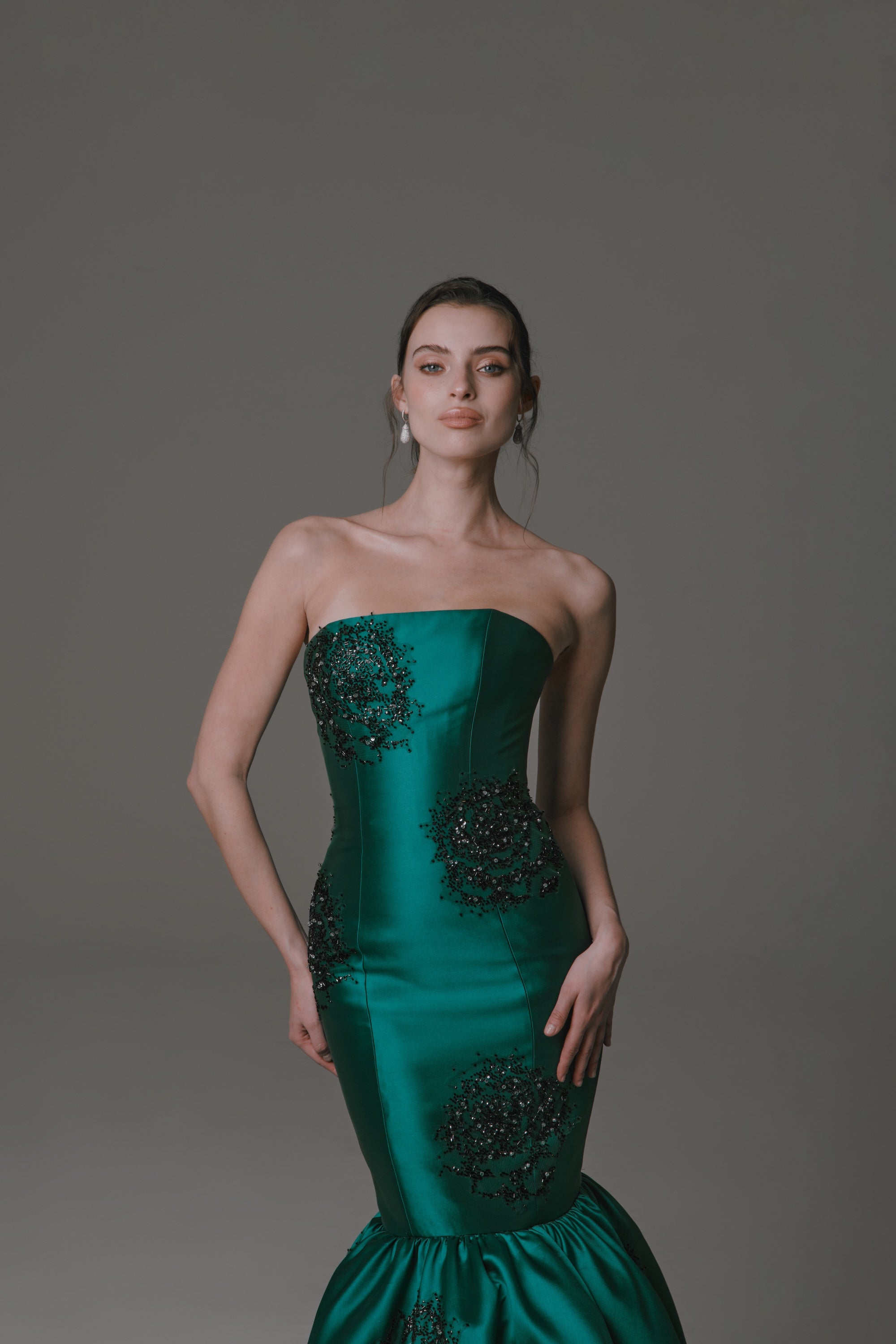 Strapless Mermaid Dress with Beaded Embellishments